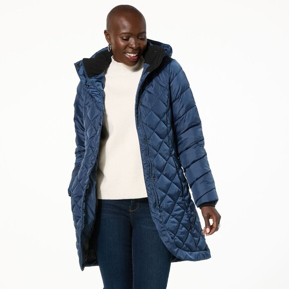 Sporto Tulip Quilted Water Resistant Parka Coat Plus Size 3X Navy Blue Snow NEW - Picture 3 of 9